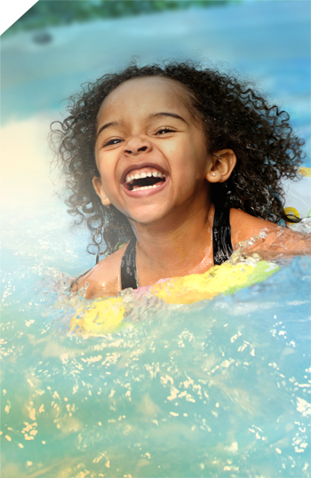 Young girl in a hot tub