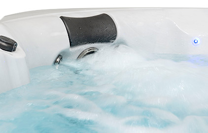 Clarity Spas hot tub stress relief neck and shoulder jets in action